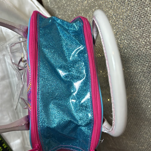 Barbie small glitter bowler bag purse clear pocket double zip top handbag - Picture 9 of 10